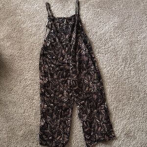 Ecote Black and Brown Leaf Print Jumpsuit